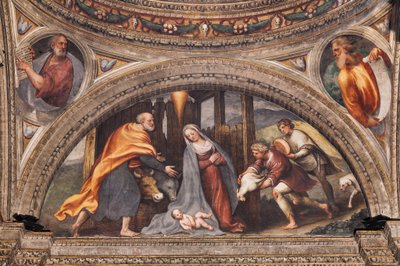 Lunette, amely a Pásztorok imádását ábrázolja alkotó: Giovanni Antonio Pordenone