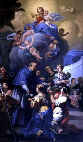 Szent Miklós kiosztja három zacskó aranyát, 1705 körül (olaj, vászon) alkotó: Giovanni Antonio Pucci