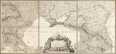 1774-es térkép a Fekete-tengerről a Török és az Orosz Birodalom szomszédos részeivel. alkotó: Giovanni Antonio Rizzi-Zannoni