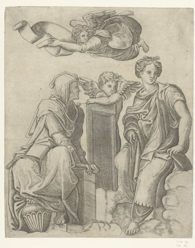 Két szibilla, angyal és puttó Dialektika és logika alkotó: Giovanni Antonio da Brescia (attributed to)