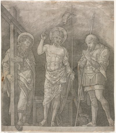 Feltámadt Krisztus Szent András és Longinus között alkotó: Giovanni Antonio da Brescia