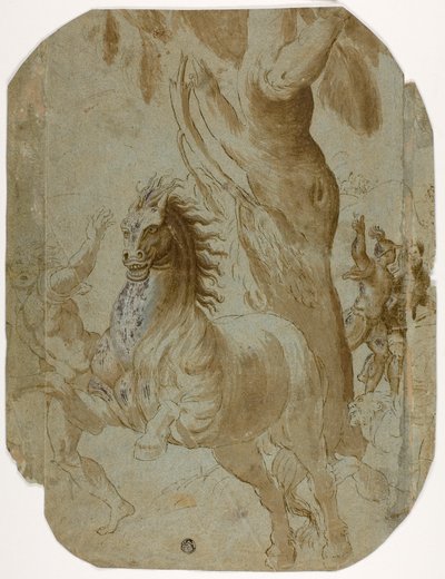 Szent Pál megtérése (recto); Férfi hátulról nézve (verso) alkotó: Giovanni Antonio da Pordenone