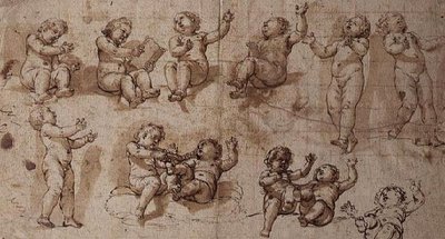 A Putti tanulmányozása (toll, tinta, mosószer és kréta) alkotó: Giovanni Baglione