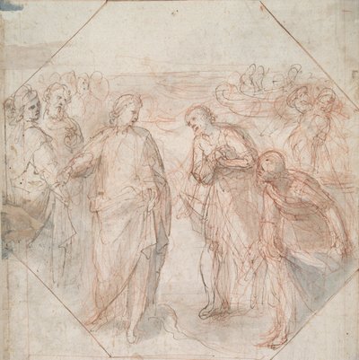 Simon Mágus bukása (recto); Jakab és János (vagy Péter és András) elhívása (fordítva) alkotó: Giovanni Balducci