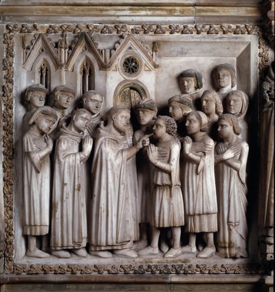 A néma csodája (Veronai Szent Péter élete). márvány dombormű részlete alkotó: Giovanni Balduccio