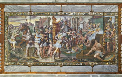 Ulysses és Ajax versengenek Akhilleusz páncéljáért a bíróságok előtt, Ulysses Hall (freskó) alkotó: Giovanni Battista Castello