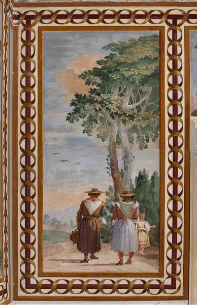 Vendégszálló, Vidéki jelenetek szobája: "Táj parasztokkal" alkotó: Giovanni Battista Tiepolo