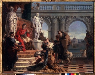 Maecenas bemutatja a művészeteket Augustusnak. Caius Cilnius Maecenas (vagy Mecene) (kb. ie 70-i. e. 8) római politikus, aki vagyonát és befolyását a művészetek és a levelek népszerűsítésének szentelte. alkotó: Giovanni Battista Tiepolo