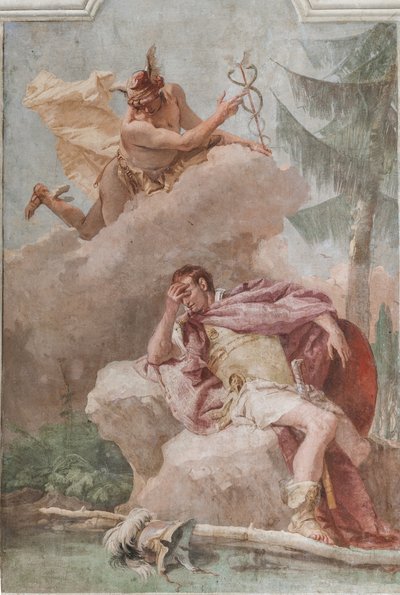 Palazzina (Kis épület), az Aeneis harmadik szobája: "Aeneas Merkúrról álmodik, aki megparancsolja neki, hogy távozzon" alkotó: Giovanni Battista Tiepolo