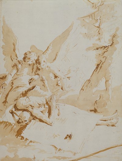 Szent Onophrius halála (kréta, toll, tus és tus) alkotó: Giovanni Battista (1696-1770) Tiepolo