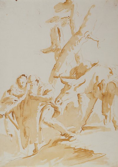 Az egyiptomi menekülés (kréta, toll, tus, tus és mosás) alkotó: Giovanni Battista (1696-1770) Tiepolo