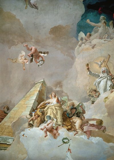 Spanyolország dicsősége, mennyezeti freskó a királyi palota tróntermében, Madrid, Madrid alkotó: Giovanni Battista (1696-1770) Tiepolo