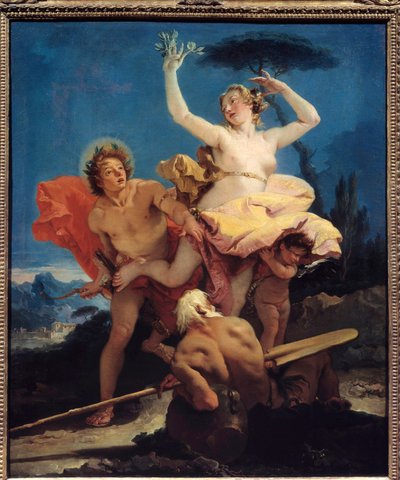 Giovanni Tiepolo (1696-1770) Apollo és Daphne festménye 18. századi nap. 0,96x0,79 m alkotó: Giovanni Battista Tiepolo