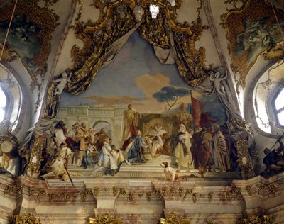I. Hohenstaufeni Frigyes (1122-1190) Eveque Aroldo invesztitúrája Frederic Barberousse német király és Giovanni Battista (Giambattista) Tiepolo (1696-1770) germán császár freskója. 18. századi wurzburgi palota (Würzburg) Németország alkotó: Giovanni Battista Tiepolo