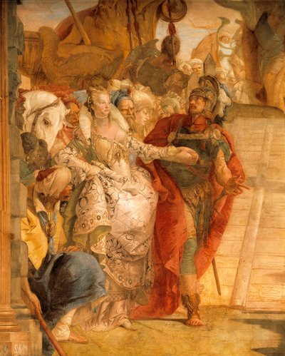 Antonius és Kleopátra találkozása, Giambattista Tiepolo (1696-1770), freskó, részlet, Palazzo Labia, Velence, Olaszország alkotó: Giovanni Battista Tiepolo