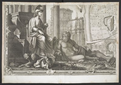 Figurák és szobrok, az Új Róma Tervből, G. Nolli hozta napvilágra alkotó: Giovanni Battista (after) Nolli