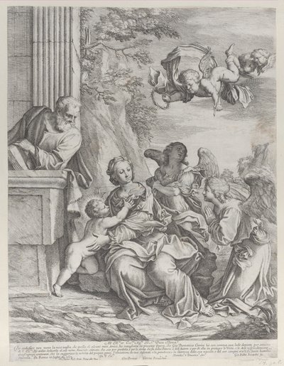 A Szent Család angyalokkal jobbra és felül, 1652. alkotó: Giovanni Battista Beinaschi