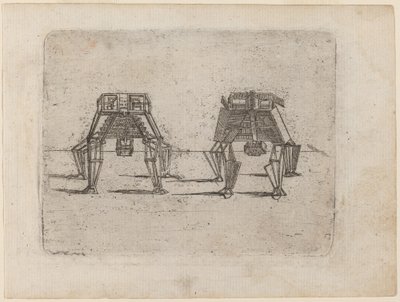 Két köbös figura kezükkel a földön alkotó: Giovanni Battista Bracelli