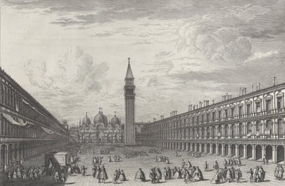 A Piazza San Marco a Bazilika és a Campanile felé néz, 1763., 1763. alkotó: Giovanni Battista Brostoloni