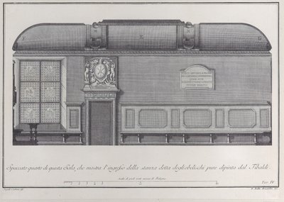 4. tábla: a Bolognai Intézet termének keresztmetszete, a r... bejáratával, 1756. alkotó: Giovanni Battista Brostoloni