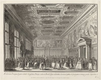 A Külföldi Nagykövetek Dózse fogadása a Sala del Collegio-ban, 17631766. alkotó: Giovanni Battista Brostoloni