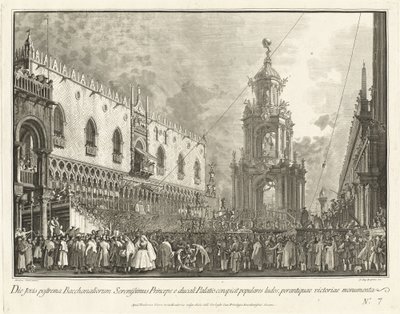 A Doge részt vesz a Kövér Csütörtök Fesztiválon a Piazzettán, 17631766. alkotó: Giovanni Battista Brostoloni