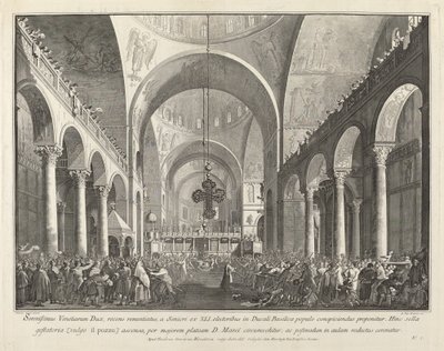 Az újonnan megválasztott dózsa bemutatva a népnek San Marcóban, 17631766. alkotó: Giovanni Battista Brostoloni
