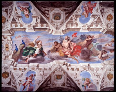 Juno megkéri Aeolust, hogy akadályozza meg Aeneas utazását (Freskó alkotó: Giovanni Battista Carlone