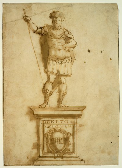 Álló Harcos szobra a talapzaton alkotó: Giovanni Battista Castello