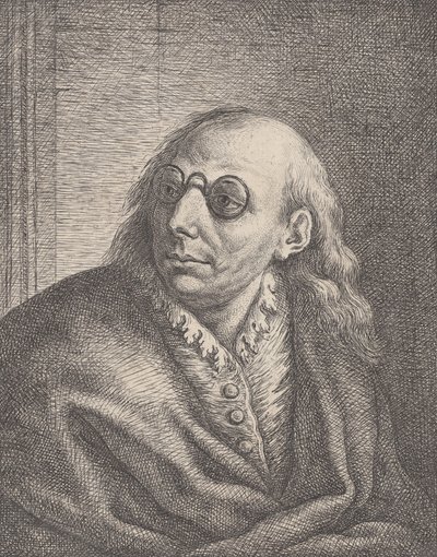 Kerek szemüveget viselő, balra néző Luca Giordano portréja, 1692-1727., 1692-1727. alkotó: Giovanni Battista Catenaro