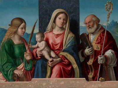 Szűz és gyermek Szent Katalinnal és Miklóssal alkotó: Giovanni Battista Cima da Conegliano