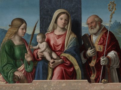 Szűz és gyermek Szent Katalinnal és Miklóssal, 1510-17 alkotó: Giovanni Battista Cima da Conegliano