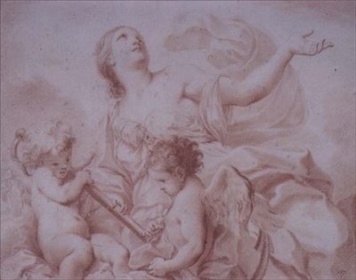 A remény figurája két szárnyas Ámorral, akik horgonyt tartanak (rajz) alkotó: Giovanni Battista Cipriani
