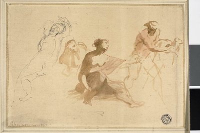Két vázlat: Bárányos férfi felé nyúló nő. alkotó: Giovanni Battista Cipriani