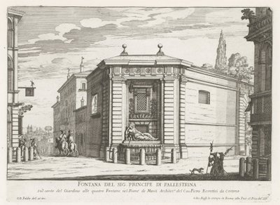 Dianafontein van de Quattro Fontane te Róma Mr. kútja Principe di Pallestrina (cím a tárgyon) Róma szökőkútjai (sorozat címe) Fonteinen van Rome (sorozat címe) alkotó: Giovanni Battista Falda