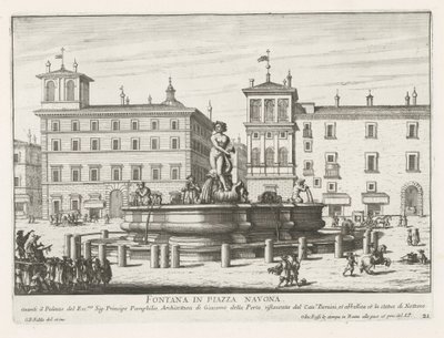 Fontana del Moro a Piazza Navona Rómában Szökőkút a Piazza Navonán (cím a tárgyon) Róma szökőkútjai (sorozat címe) Fonteinen van Rome (sorozat címe) alkotó: Giovanni Battista Falda