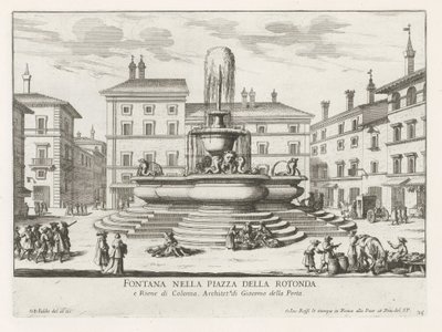 A Pantheon szökőkútja a Piazza della Rotonda te Rómában Szökőkút a Piazza della Rotondán (cím a tárgyon) Róma szökőkútjai (sorozat címe) Fonteinen van Rome (sorozat címe) alkotó: Giovanni Battista Falda
