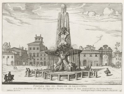 Triton szökőkút a Piazza Barberini Rómában Mr. kútja Prencipe di Pallestrina (cím a tárgyon) Róma szökőkútjai (sorozat címe) Fonteinen van Rome (sorozat címe) alkotó: Giovanni Battista Falda