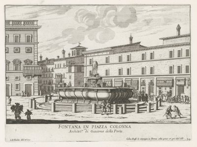 Fontein a Piazza Colonna te Rómában Szökőkút a Piazza Colonnán (cím a tárgyon) Róma szökőkútjai (sorozat címe) Fonteinen van Rome (sorozat címe) alkotó: Giovanni Battista Falda
