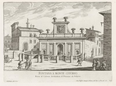 Fontein a Piazza Montecitorio te Rómában Fontana a Monte Citorio (cím a tárgyon) Fontane di Roma (sorozat címe) Fonteinen van Rome (sorozat címe) alkotó: Giovanni Battista Falda