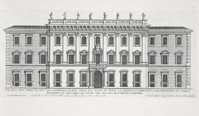 Kilátás a római Palazzo Chigi homlokzatára, amelyet Matteo di Castello, Carlo Maderno (1556-1629) és Giovanni Bernini (1598-1680) tervezett alkotó: Giovanni Battista Falda