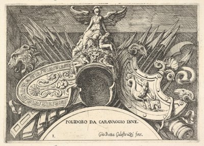 1. tábla: római karok trófeái a második emeleti ablakok feletti díszítésekből ..., 1656-58. alkotó: Giovanni Battista Galestruzzi