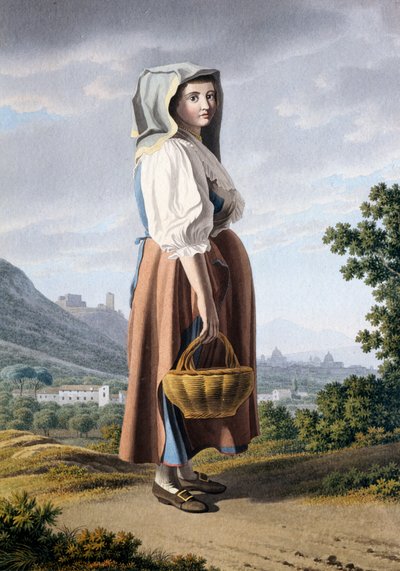 Paraszt Maddaloni hátterében, Giovan Battista Lusieri (kb. 1755-1821), akvarell papírra 32x23 cm, Olaszország alkotó: Giovanni Battista Lusieri