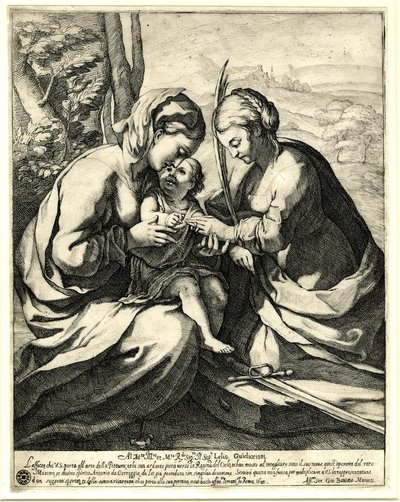 Giovanni Battista Mercati - Szent Katalin misztikus házassága, akinek ujjára Krisztus gyűrűt helyez; Correggio után. 1620, 1837,0408.160 alkotó: Giovanni Battista Mercati