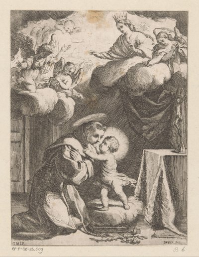 Páduai Szent Antal imádja a gyermeket alkotó: Giovanni Battista Mercati