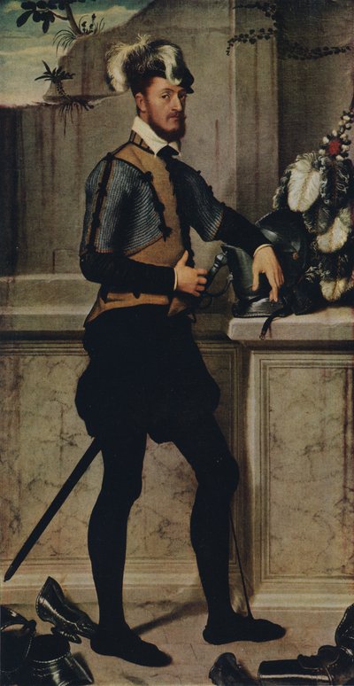 Egy lovag tornasisakjával, 1554-1558, 1936 alkotó: Giovanni Battista Moroni