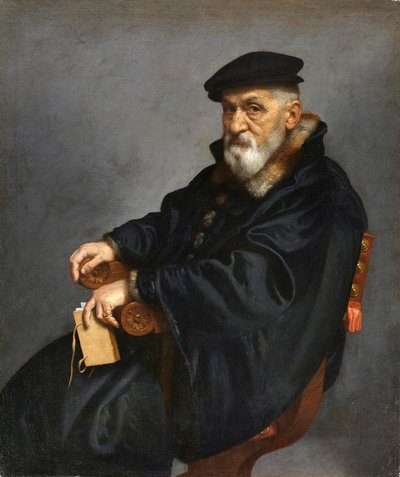 Olasz: Egy ülő öregember portréja alkotó: Giovanni Battista Moroni