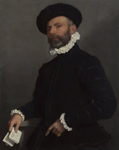 Levelet tartó férfi portréja alkotó: Giovanni Battista Moroni