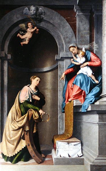 Szent Katalin misztikus házassága alkotó: Giovanni Battista Moroni