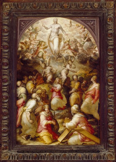 Krisztus dicsőségben Szent Ágnessel és Helénával, 16. század alkotó: Giovanni Battista Naldini